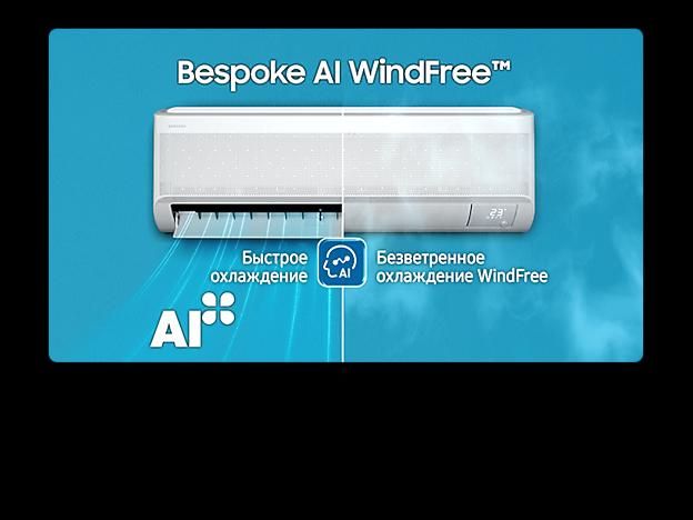 Кондиционер Samsung WindFree™ AI Cooling + Freeze Wash WI-FI 27 м²